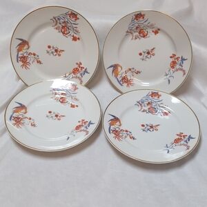 Vintage Limoges France L Bernardaud Hand Painted Set 4 Dessert Plates Pheasants
